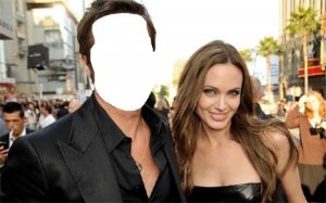  Шаблон для фотошопа - Знаменитая пара с Анджелиной Джоли 