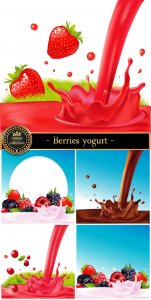  Berry yogurt and spray vector 
