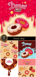  Donut shop, vector backgrounds 