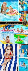  Children in aquapark - stock photos 