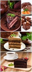  Delicious desserts with chocolate - Stock photo 